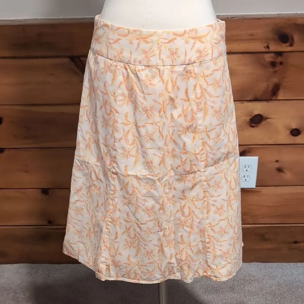 GAP Cream and Orange A-Line Skirt Knee-Length Casual